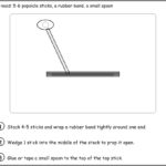 Step-by-step diagram for a popsicle stick catapult craft, free printable instructions