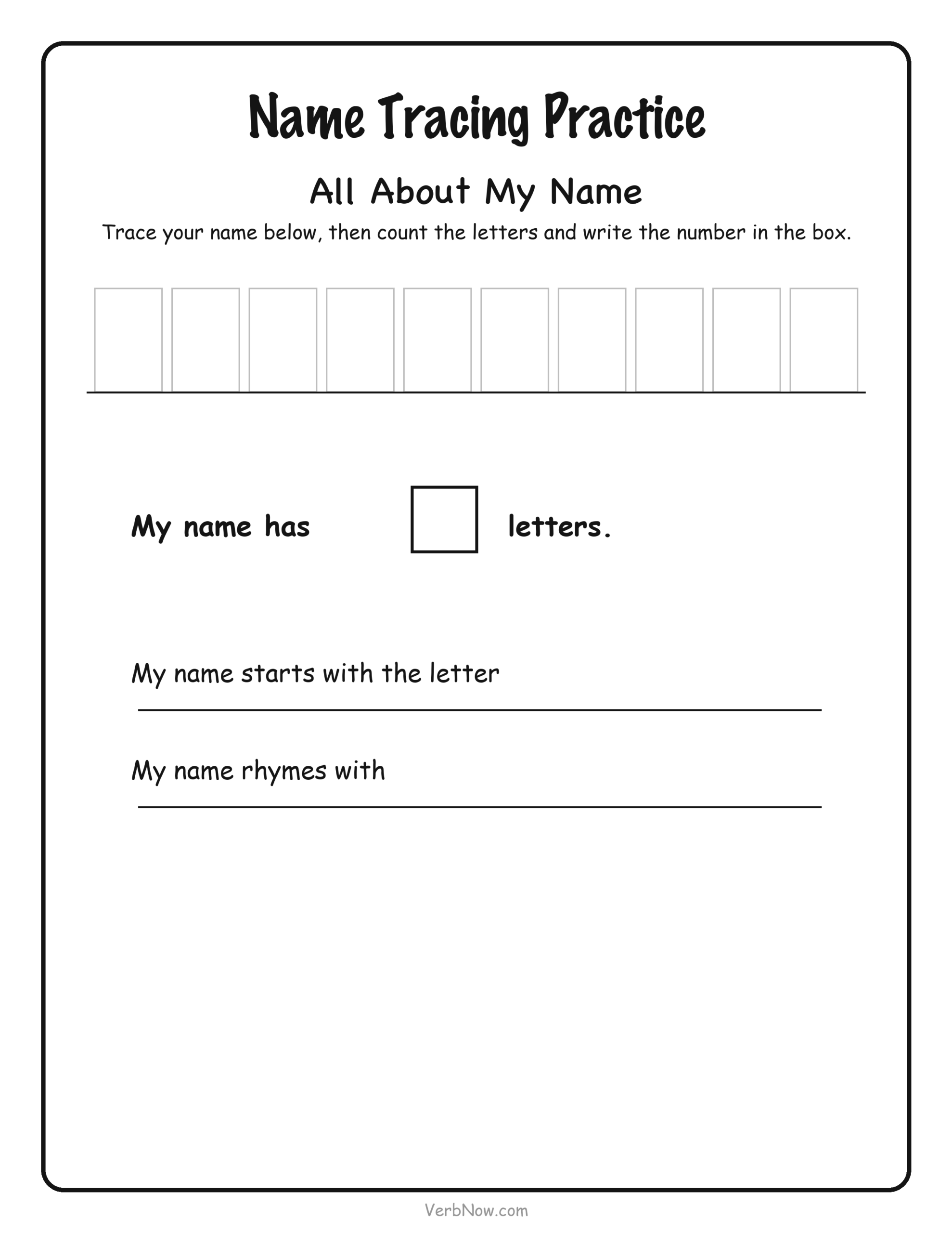 Name Tracing &mdash; All About My Name