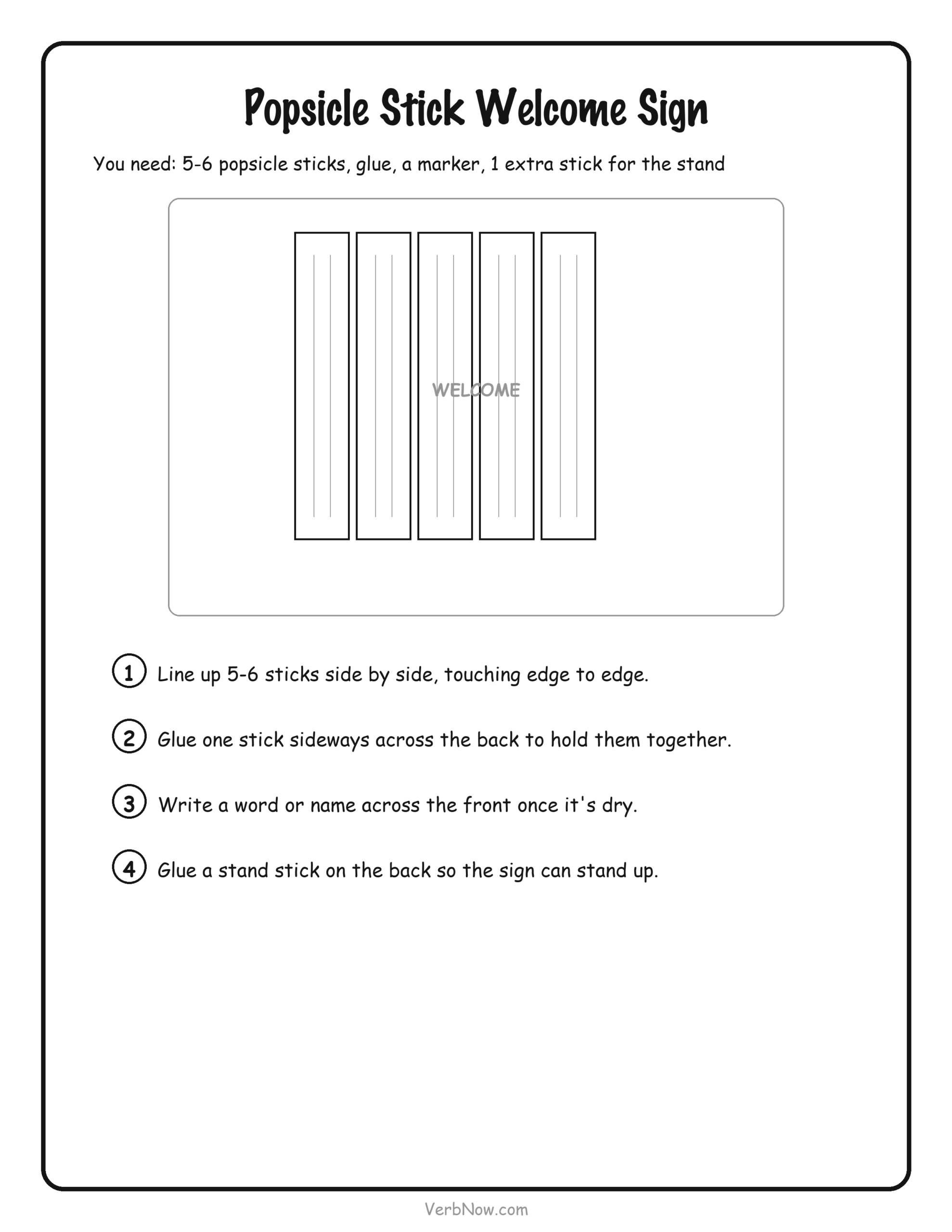 Popsicle Stick Welcome Sign