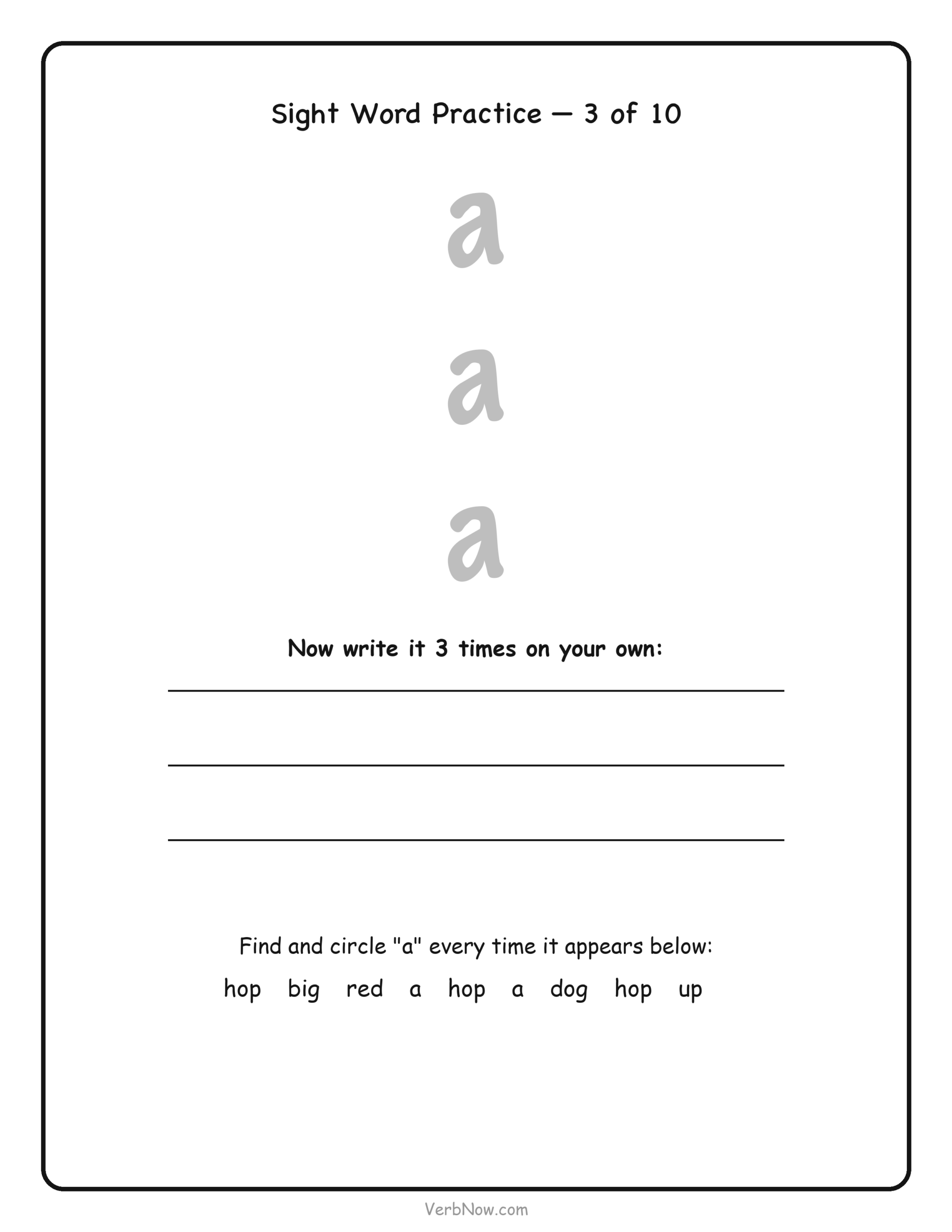 Sight Word Practice &mdash; a