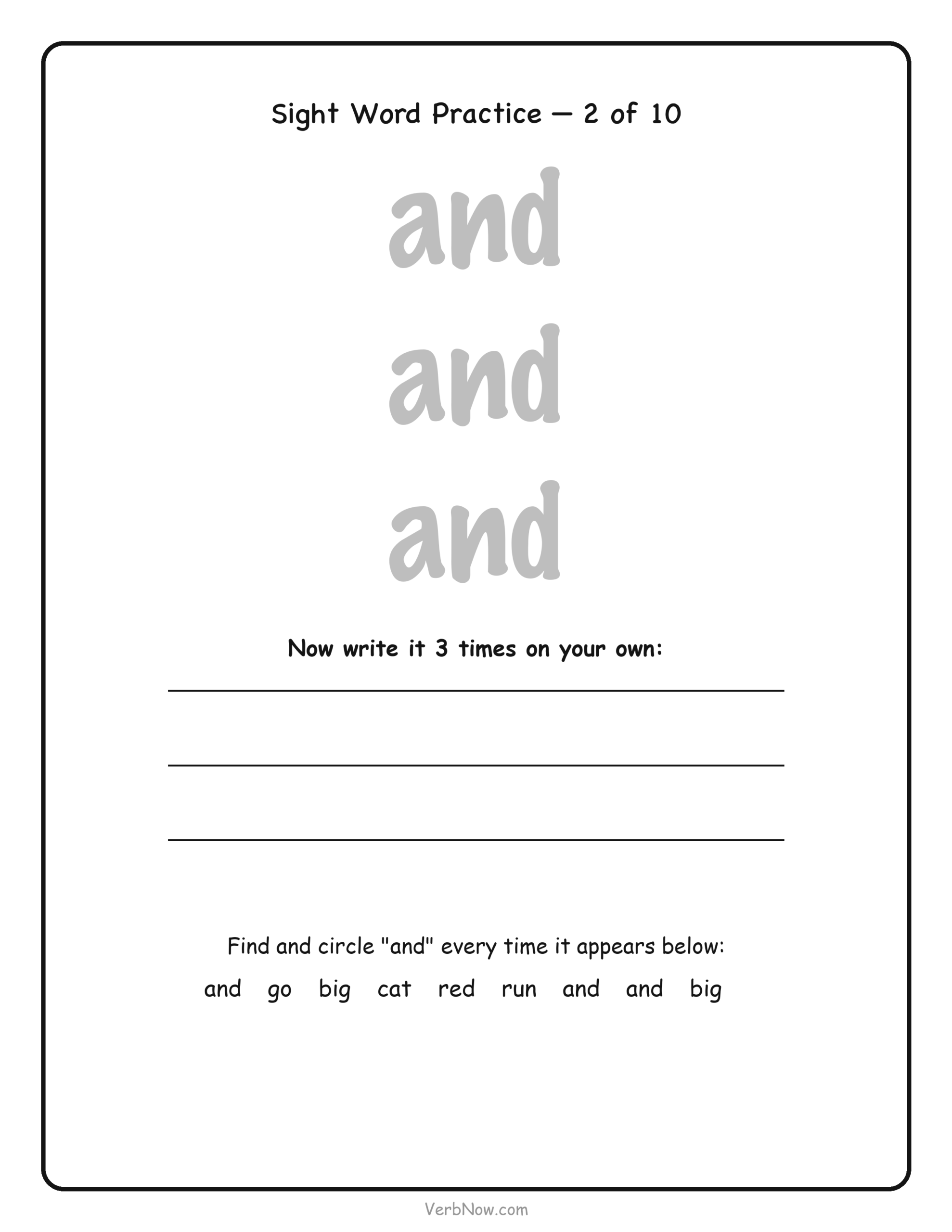 Sight Word Practice &mdash; and
