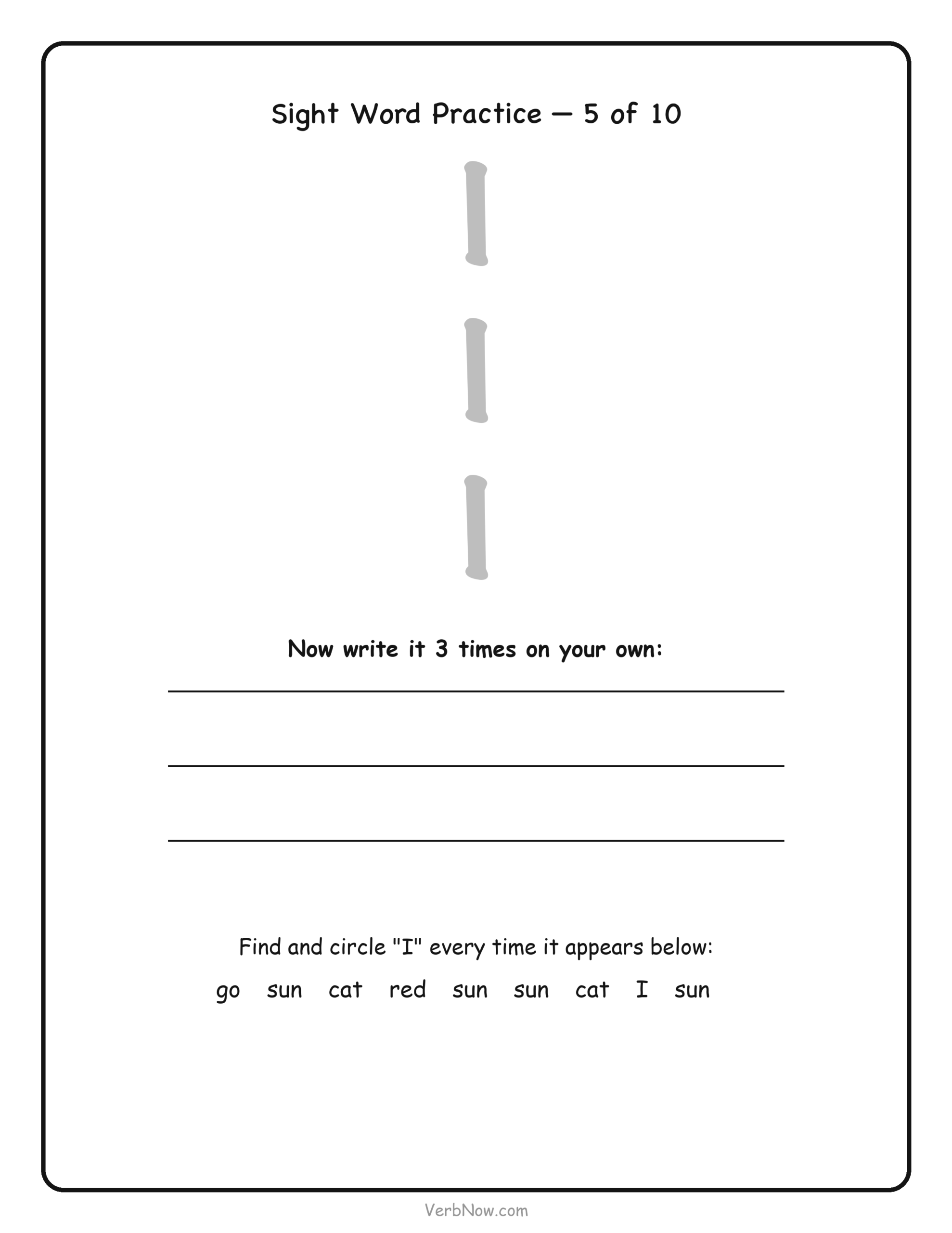 Sight Word Practice &mdash; I
