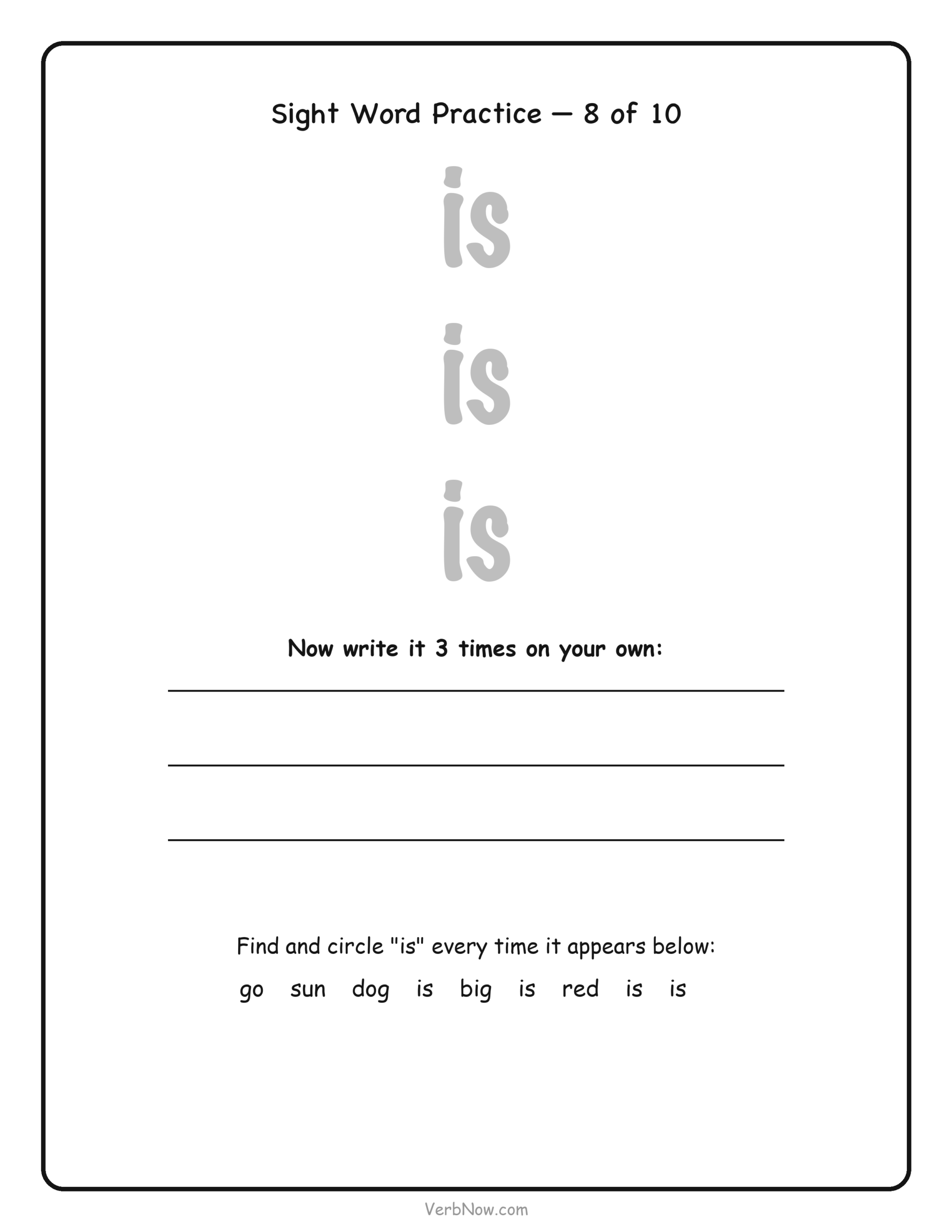 Sight Word Practice &mdash; is