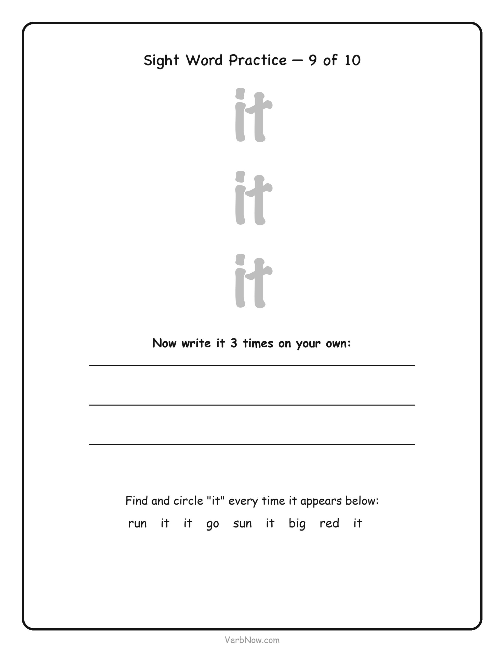 Sight Word Practice &mdash; it