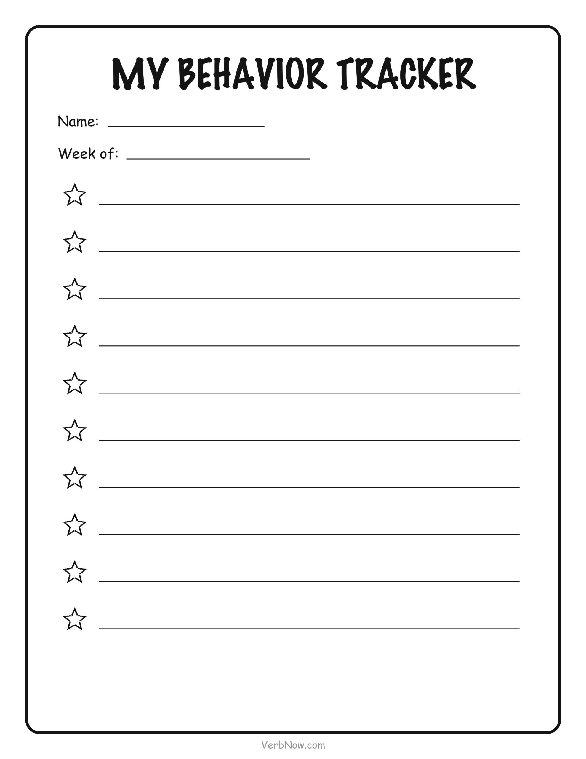 Simple Behavior Chart &mdash; Blank
