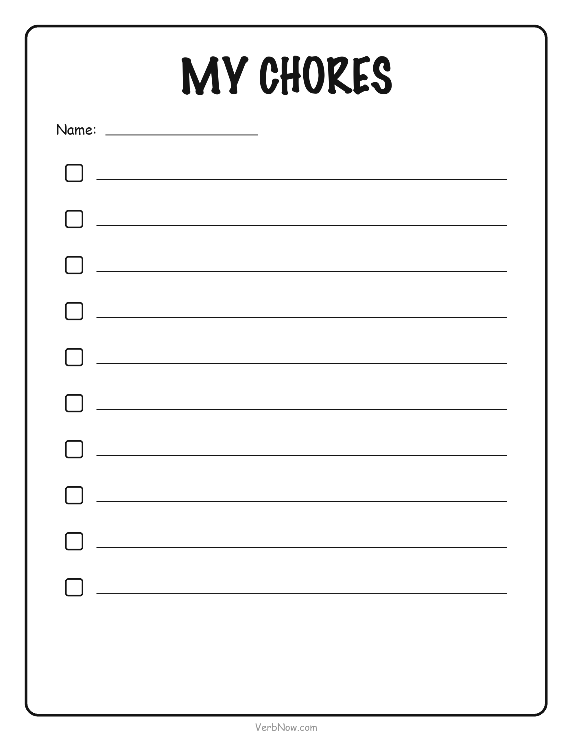 9 Free Printable Chore Charts for Kids (Ages 2-12 + Blank) Simple chore list with checkboxes