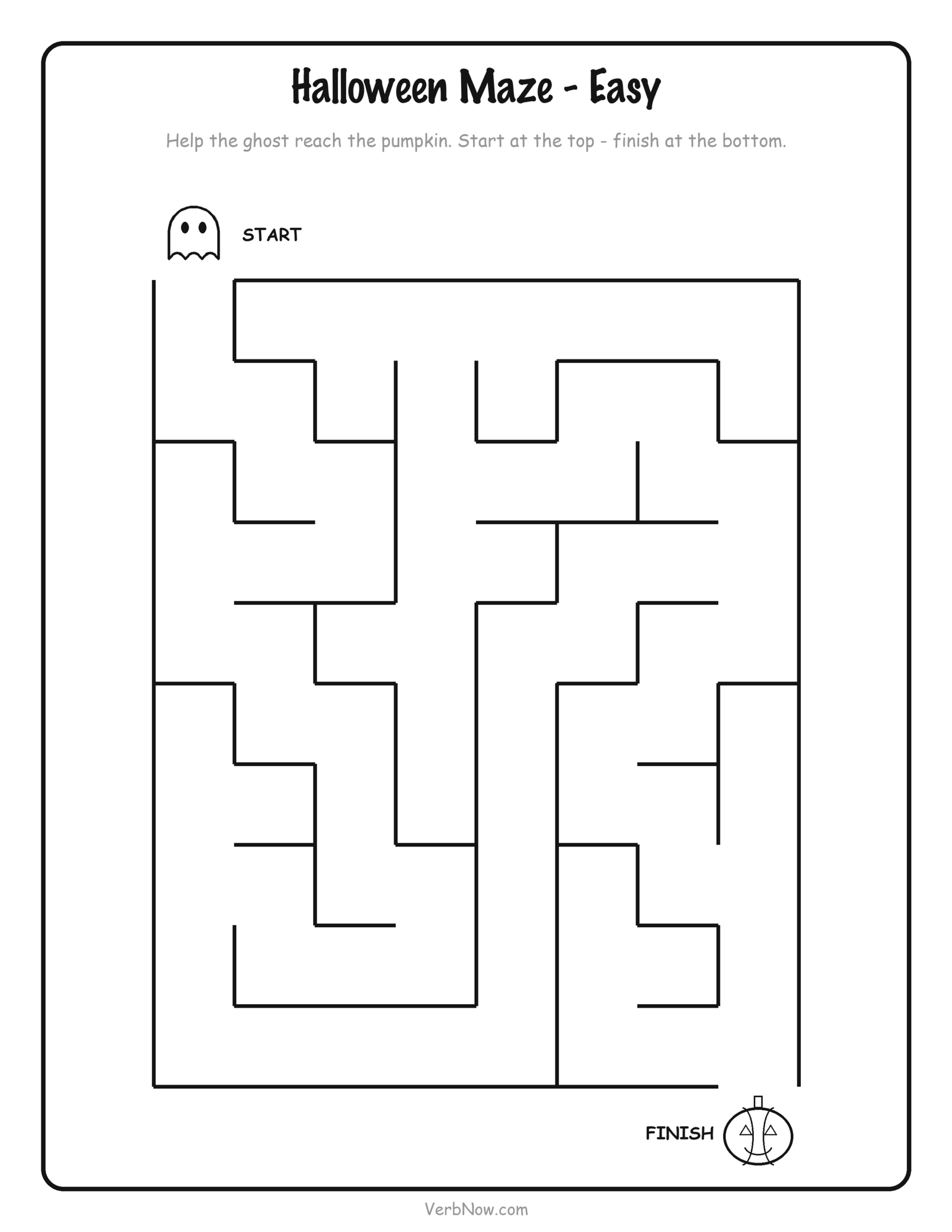 10 Free Halloween Activity Printables (Non-Scary, Ages 3-8) Easy Halloween maze printable — help the little ghost find its way through the maze to the pumpkin