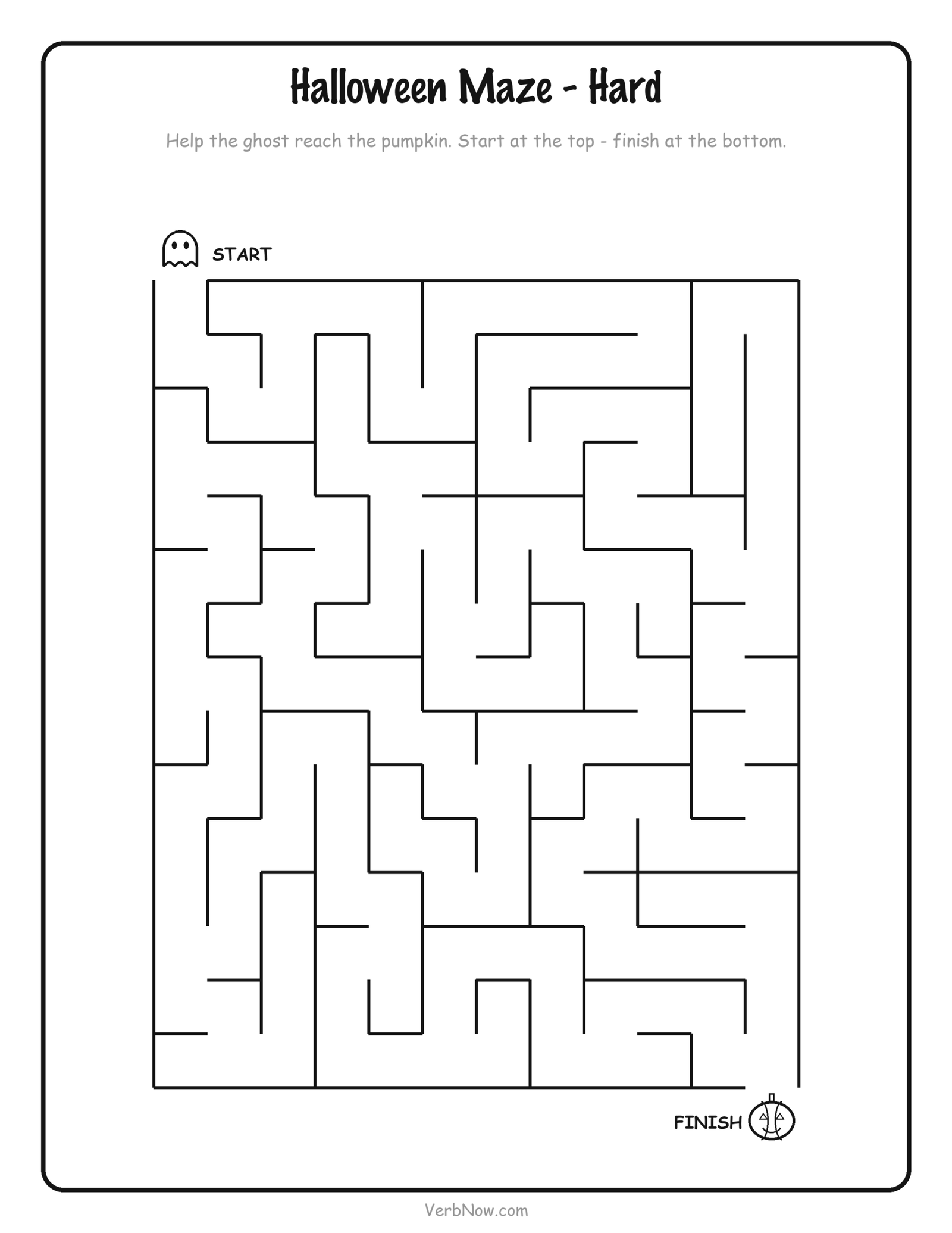 10 Free Halloween Activity Printables (Non-Scary, Ages 3-8) Harder Halloween maze printable — a bigger maze leading the ghost to the pumpkin, for early readers